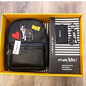 Marc Tetro Boston Terrier 3 Piece Gift Set Mini Backpack Keychain Cardholder